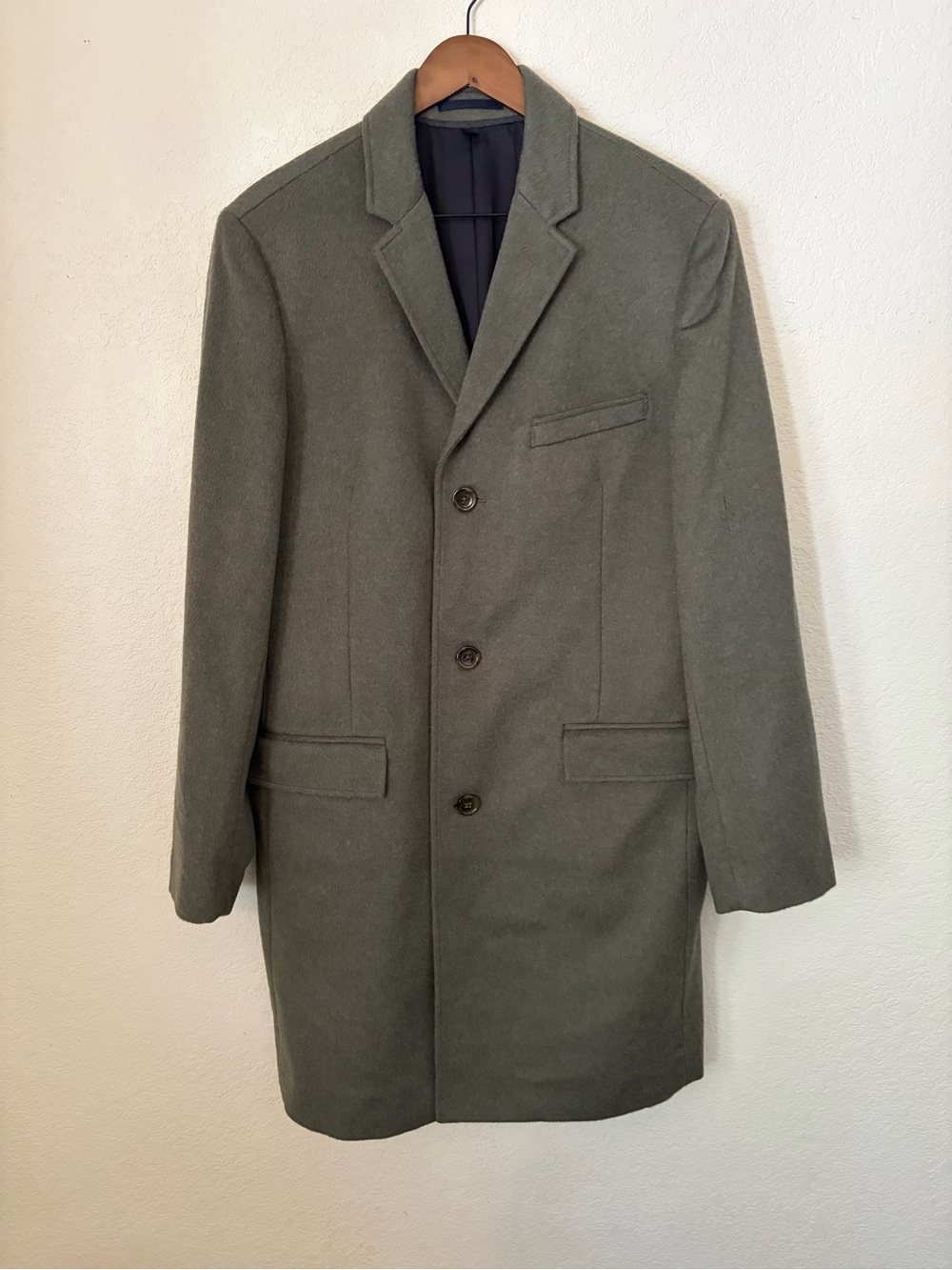 J.CREW Ludlow Gray Wool Long Overcoat 42R Slim Fit Single-Breasted 3-Button